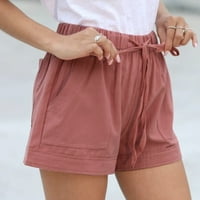 Yinguo ženske udobne kratke kratke hlače povremene ljetne elastične struke u džepu u džepu ružičaste m