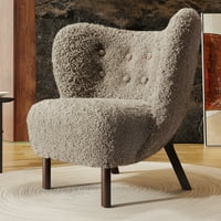Aukfa Modern Tufted Wingback Accent stolica za spavaću sobu u dnevnoj sobi - smeđa