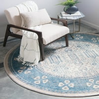 Jedinstveni tkalački stan u bež boji Bjelokosti tepih s okruglim obrubom od 8 inča tradicionalno Savršeno za blagovaonicu