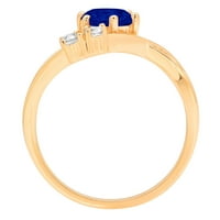 0,96 karatni plavi safirni prsten okruglog reza od 18 karatnog žutog zlata s kamenom za godišnjicu zaruka, veličina