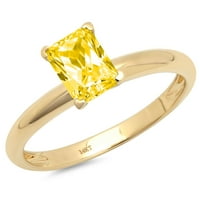 1CT EMERALD CHET ŽULJENI SImulirani dijamant 14K Angažiranog prstena za angažiranje žutog zlata Veličina 6.75