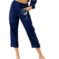 Ženske Ležerne hlače s printom, duge hlače s elastičnim strukom i džepom
