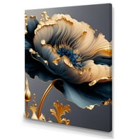 Dizajnerska umjetnost Mornarsko plava sa zlatom pojedinačni cvijet number platnena zidna umjetnost