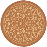 Unutarnji i vanjski tepih s cvjetnim uzorkom, 7'10 7'10 okrugla, prirodna terakota