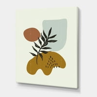 DesignArt 'Sažetak oblika s botaničkim minimalističkim listom II' Modern Canvas Wall Art Print