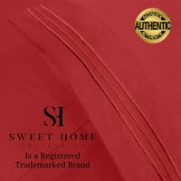 Sweet Home Collection Series Spone limovi - Extra mekani set s džepnim listom s dubokim mikrofijerom - Crvena,