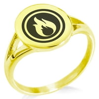 Nehrđajući čelik vatreni element runa minimalistički ovalni gornji polirani prsten za potpise