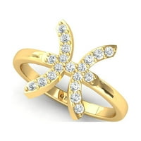 Ribe Zodiak Diamond Ring, 14K čvrsto zlatne ribe, prsten za prirodni dijamantni zlatni prsten