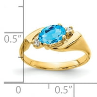 7-karatni prsten od žutog zlata s ovalnim plavim topazom i dijamantnim dijamantom.