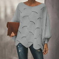 Predimenzionirani džemperi za žene plus ležerna posada za vrat dugi rukavi pulover pulover solid izrez nepravilni