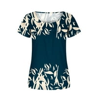Ernkv Women ljetni modni protok ljuljana tunika za čišćenje cvjetni naborani vrhovi kratki rukavi Košulje okruglih