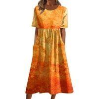 Rasprodaja ljetnih haljina za žene s printom A kroja haljina kratkih rukava srednje duljine ležerna haljina s
