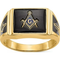 14K muški masonski prsten od žutog zlata napravljen u Sjedinjenim Državama Y4108m