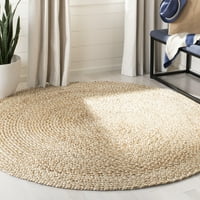 Pleteni tepih od jute od prirodnih vlakana od prirodne Bjelokosti Okrugli 10'10'