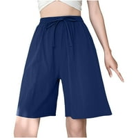 Ozmmyan plus szie ženske pamučne lanene kratke hlače casual labave široke kratke kratke kratke hlače udobne elastične