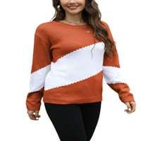 Ženski pleteni džemperi s džemperom s dugim rukavima s pletenim džemperom s pletenim radnim puloverom u narančastoj