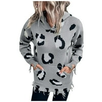 Modni Ženski ležerni džemperi s leopard printom s dugim rukavima s okruglim vratom;