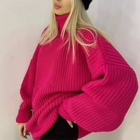 Džemperi za žene, modni Plus zadebljani široki džemper za jesen / zimu s visokim vratom, ležerni jednobojni pleteni