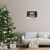 Božićni poklon kamion grafika u sivom okviru zidni tisak, dizajn Amande Mcgee