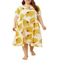 Ženska pidžama veličine plus, spavaćice s cvjetnim printom, udobna haljina za slobodno vrijeme