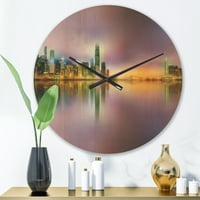 DesignArt 'Panorama Hong Kong u Twilight' Industrial Wood Wall Sat