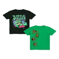 Tinejdžerski mutant ninja kornjače Boys cowabunga grafička majica s kratkim rukavima, 2-pack, veličine xs-xxl