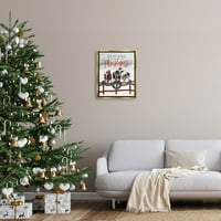 Mu-rri božićni praznik, Festival snježnih krava, grafika u metalnom zlatnom okviru, zidni tisak