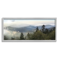 Stupell Panoramska oblačna planinska priroda pejzažna fotografija siva uokvirena umjetnička print zidna umjetnost