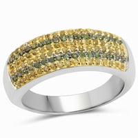 0. Prirodni zeleni dijamant i žuti karatni dijamant. Prsten od srebra