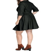 Jedinstvene ponude ženske plus veličine remenjene rukave iznad haljine od koljena koljena