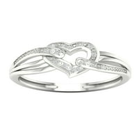 Carat T.W. Dijamantski sterling srebrni modni prsten za srce