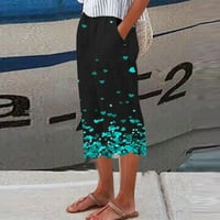 Retro ženske Ležerne ljetne hlače s cvjetnim printom Plus size ravne široke široke ošišane hlače udobne lanene