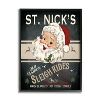 St. Nick's Salligh vožnja vintage stil potpis odmor grafička umjetnost crna uokvirena umjetnička print zidna umjetnost