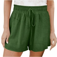 Ženske kratke hlače za žene, modne jednobojne Ležerne široke široke hlače Na vezanje visokog struka, zelene