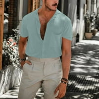 Košulje za muškarce majice lane solidne boje casual labavi fit vrhovi