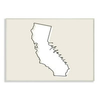 Stupell Industries California Home State Map Neutral Print Dizajn zidne ploče Umjetnost Daphne Polselli