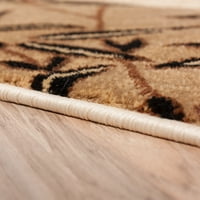 Dobro tkani tepih s prijelaznim obrubom bež boje ovalnog oblika 7'10 9'10