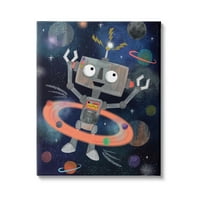 Stupell Industries Quirky Robot Svemir svemir koji okružuje planete grafičke umjetničke galerije omotana platna