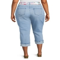 Alivia Ford Women's Plus veličine manžetne traperice traper traperice s tiskanim pojasom