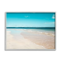 Stupell Industries živoplava plava panoramsko nebo pješčana obala na plaži Photo siva uokvirena umjetnička print