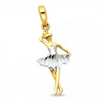 Čvrsti dvobojni zlatni polirani privjesak za plesnu balerinu od 14 karata, ženski šarm visoke mode, dizajn autentične