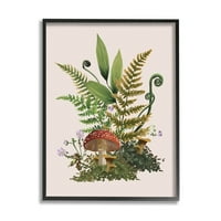 Vikendica, gljive, šumske biljke, botanička i cvjetna grafika, crni uokvireni umjetnički tisak, zidna umjetnost