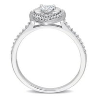 Miabella Ženska karat T.W. Dijamantni srčani dijamant 14KT bijeli zlatni halo zaručnički prsten