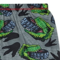 Komar Kids Boys 4- 'T-Re Monster Truck' Kratki rukav, dugačka hlača s kratkim hlačama, 3-komadića pidžama set
