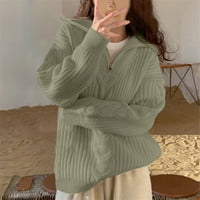 Džemperi za žene za žene proljeće-jesen džemper s patentnim zatvaračem u boji pulover dugih rukava pulover s prevelikim