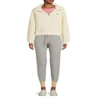 Kendall + Kylie Juniors 'Fau Sherpa Quarter-Zip Crop dukse