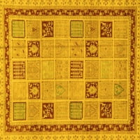 Tvrtka A. M. strojno pere četvrtaste moderne prostirke u orijentalnom stilu žute boje, kvadrat 3'