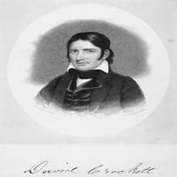 Davy Crockett. Namerički graničar. Graviranje s patinom, Amerikanac, 1877. Pritisak plakata