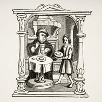 Burgess po hranu. Reprodukcija iz 19. stoljeća iz rukopisa iz 16. stoljeća Ken Velsh, dizajnerske fotografije