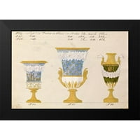 Gravura Honore Black u suvremenom okviru iz muzejske umjetnosti pod nazivom Tri vaze u bijeloj boji na 1. katu,